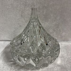 Crystal Glass Covered Candy Dish Figural "Hershey Kiss" Shaped  5 1/4" Tall